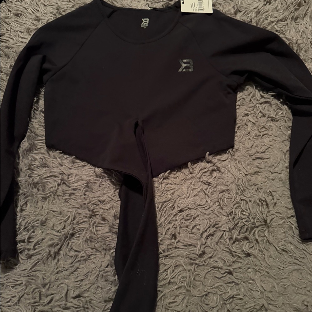 BETTER BODIES Black Long Sleeve Crop Top